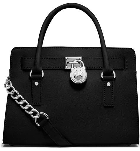 New Michael Kors Hamilton E/W Saffiano Leather Satchel Black 